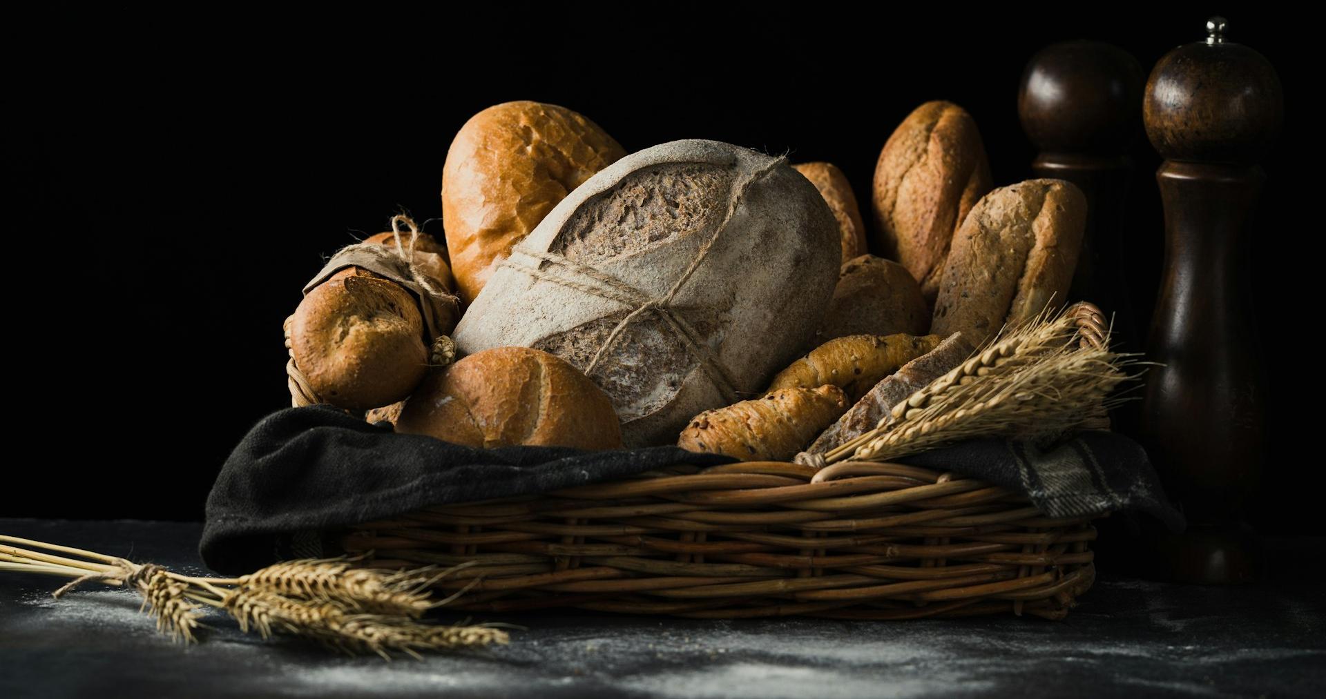 assorted breads in basket