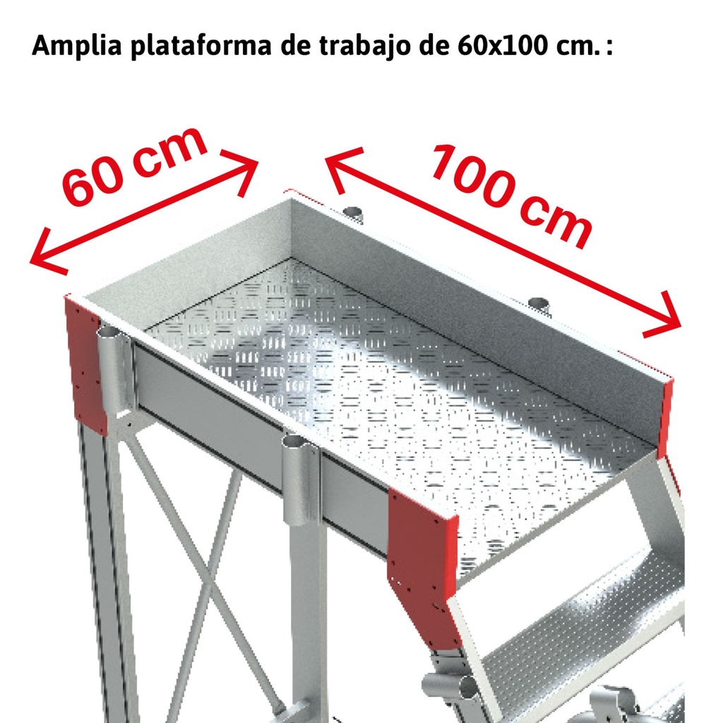 SY60 | Escalera de aluminio con plataforma y cuatro ruedas