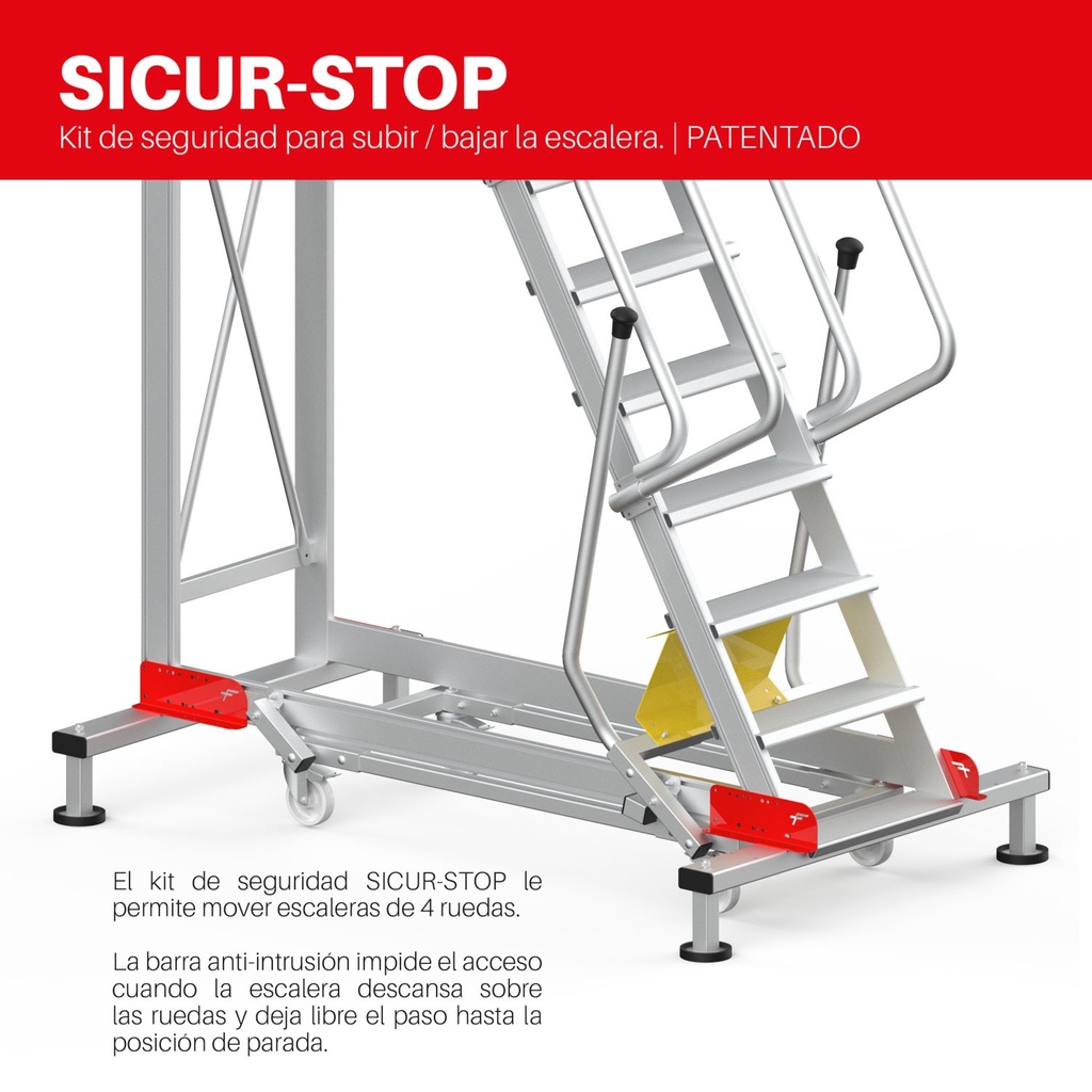 SY60 | Escalera de aluminio con plataforma y cuatro ruedas