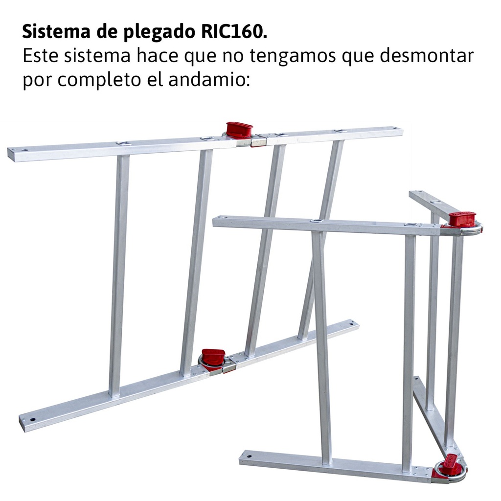 RAPIDO 160 | Andamio de aluminio con ruedas y plataforma de 160×80 cm.