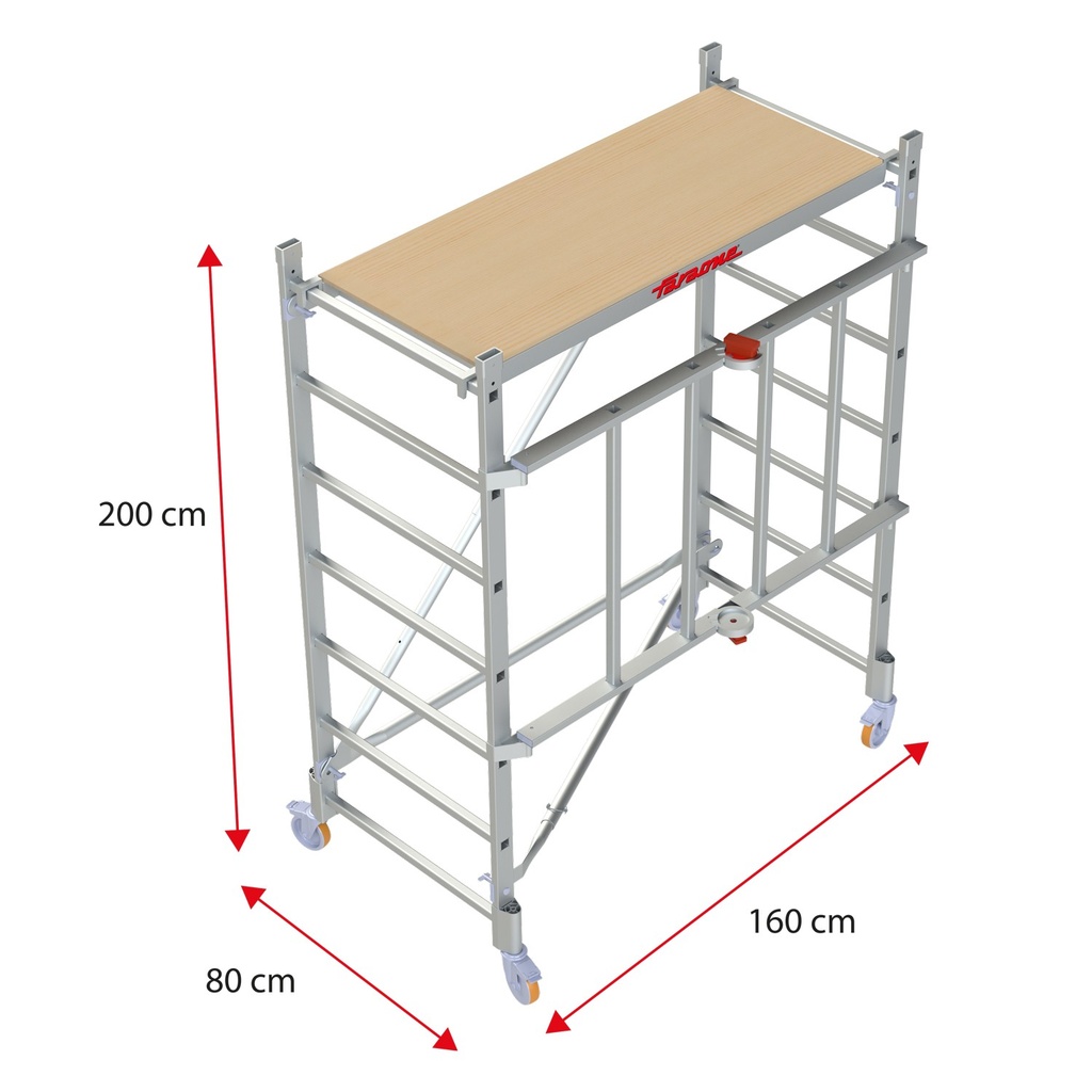 RAPIDO 160 | Andamio de aluminio con ruedas y plataforma de 160×80 cm.