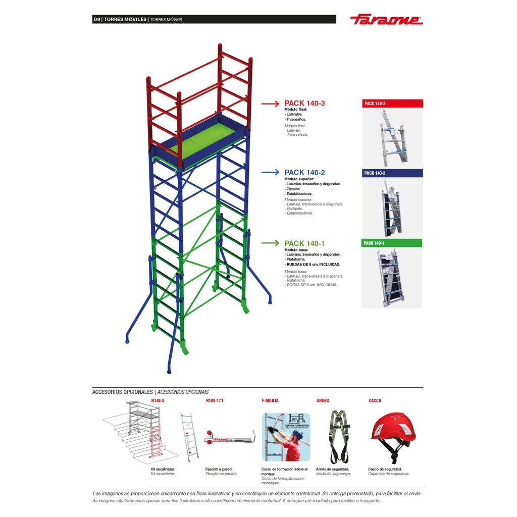 RAPIDO140 | Andamio de aluminio con ruedas y plataforma de 140×60 cm.