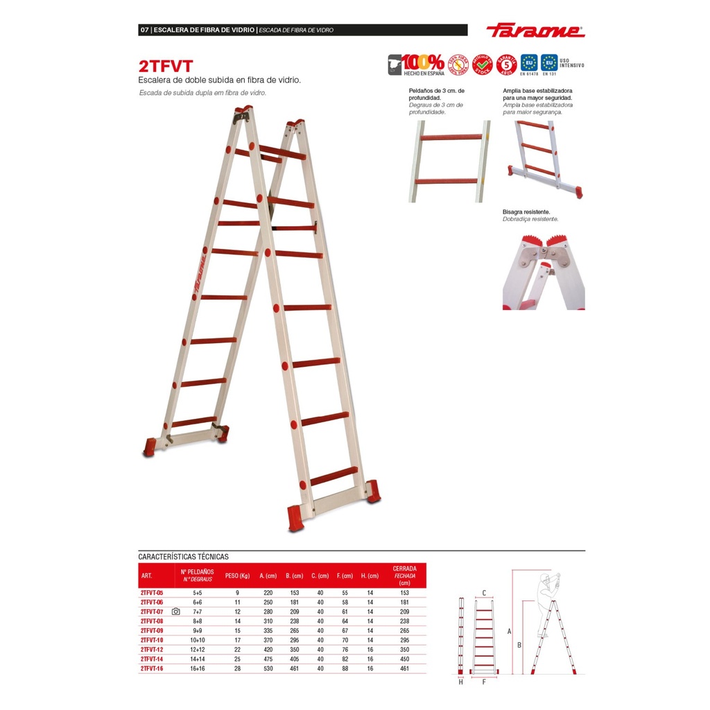 2TFVT | Escalera de doble subida de fibra de vidrio