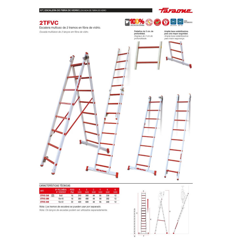 2TFVC | Escalera multiuso de 2 tramos de fibra de vidrio