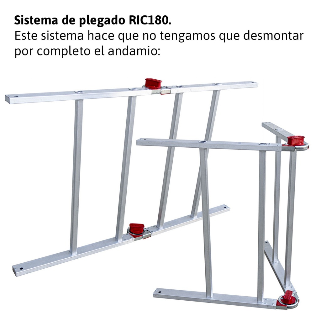 RAPIDO 180 ANDAMIO DE ALUMINIO CON RUEDAS REGULABLES Y PLATAFORMA DE 105X180 CM