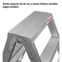 El modelo NDS está fabricado en aluminio, posee un sistema de bisagras rígido y resistente entre los dos tramos de subida, un sistema anti cierre seguro, peldaños de 130 mm y amplios tacos de goma con un buen agarre a la superficie. Disponible desde 5 a 13 peldaños. Este modelo cumple con la normativa EN-131. Dispone de certificado de conformidad y manual de instrucciones. La carga máxima que aguanta es de 150 kg.