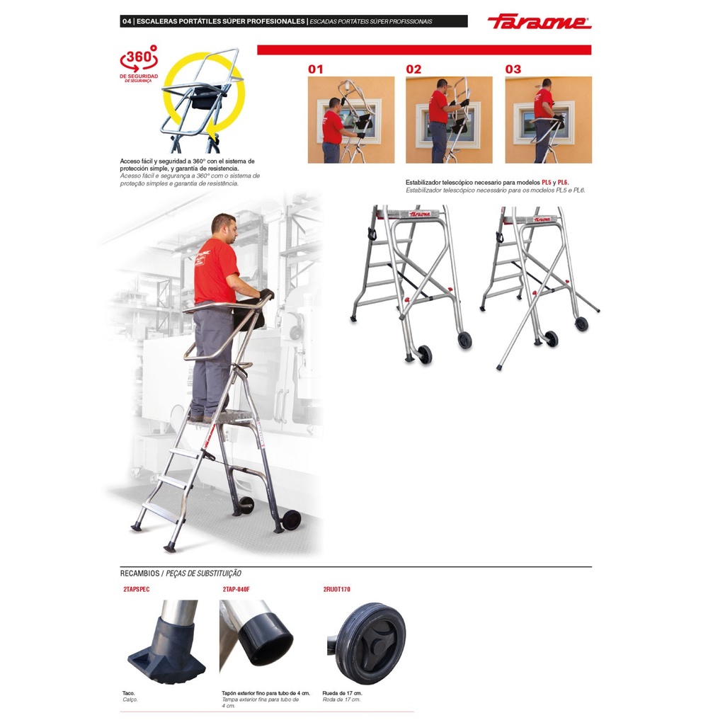 PL | Escalera plegable con amplia plataforma de trabajo