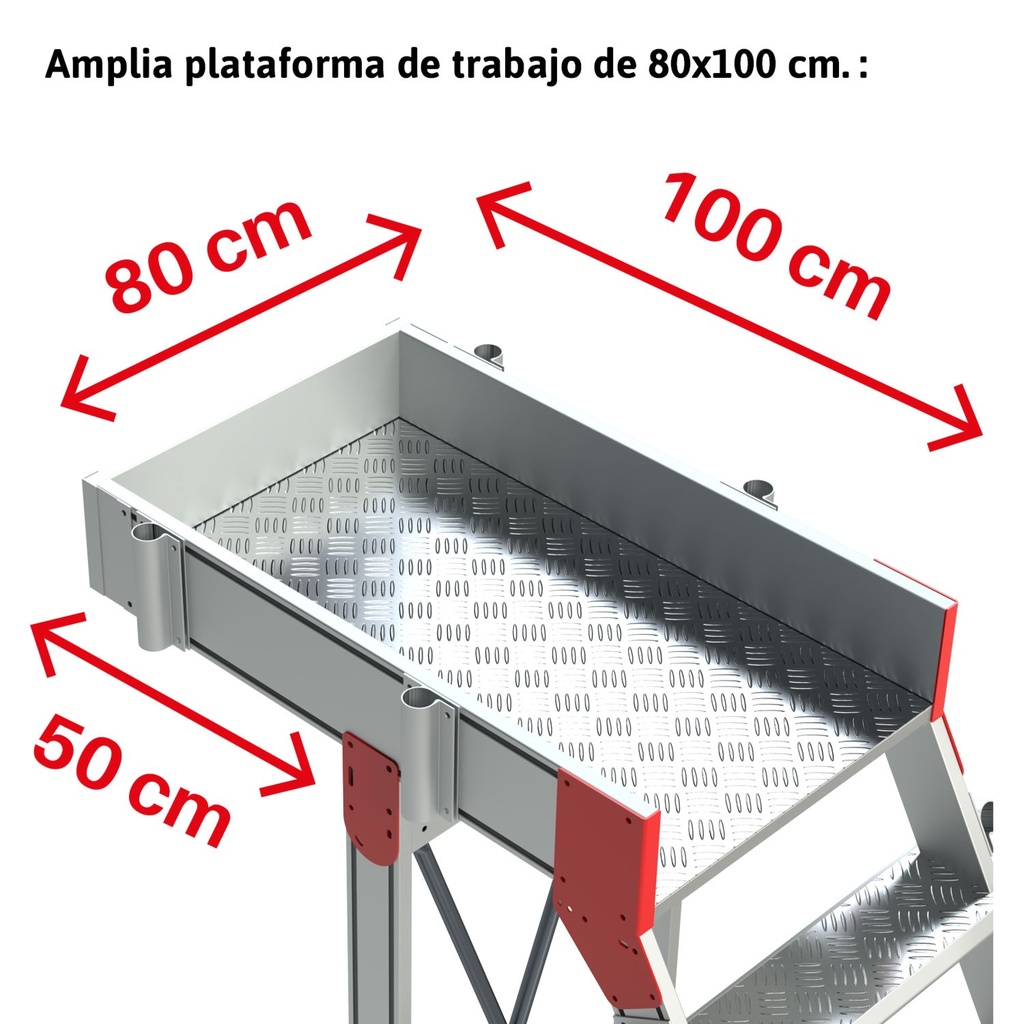 SB45 | Escalera de aluminio con plataforma y vuelo| Inclinación de 45º