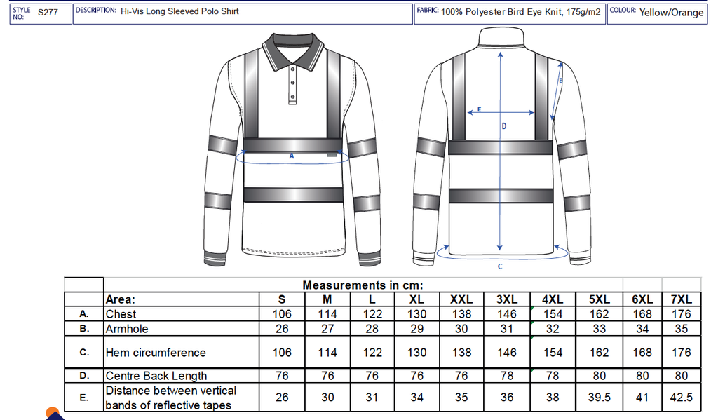 S277 - Polo de alta visibilidad de manga larga