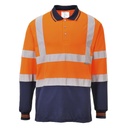 S279 - Polo alta visibilidad de manga larga Contrast Naranja/Marino