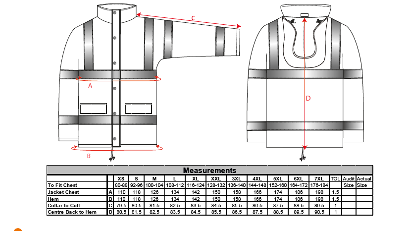 RT34 - Chaqueta de alta visibilidad transpirable Winter Traffic  Naranja TALLA L