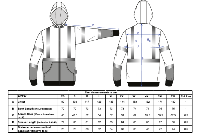 B315 - Sudadera de alta visibilidad bicolor, con capucha y cremallera