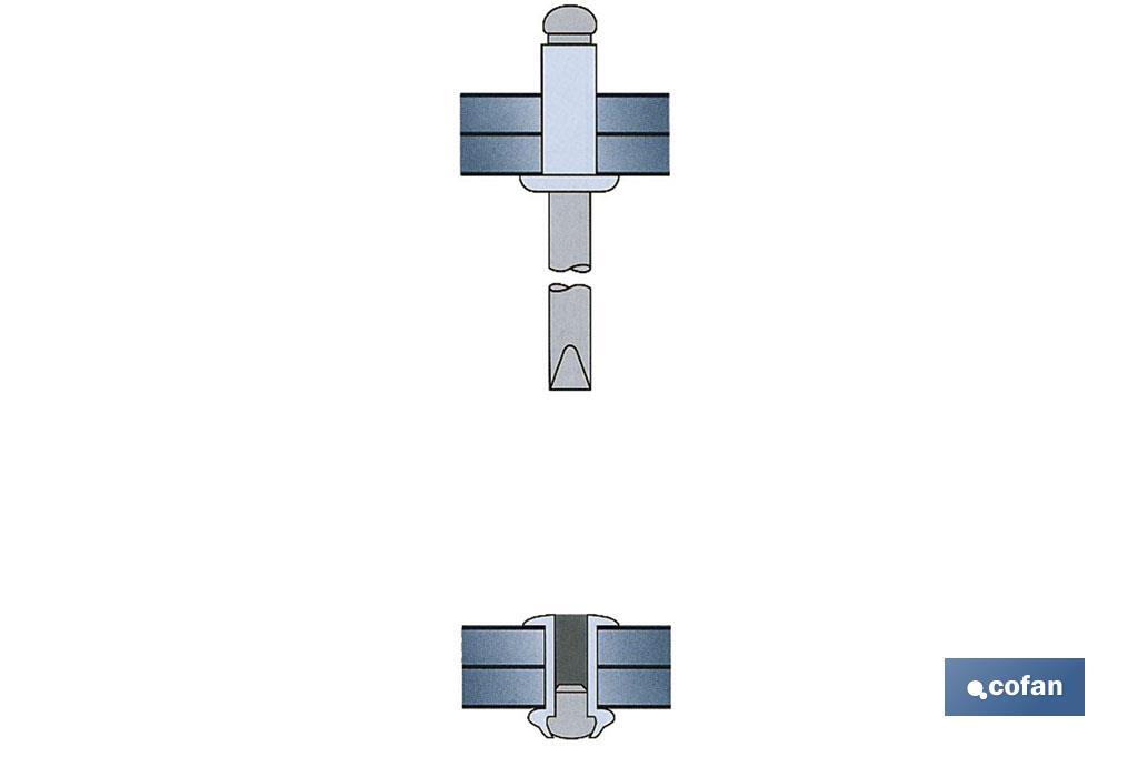 Imagen Adicional de Remaches Aluminio Estándar Cabeza Ancha Blíster Estándar