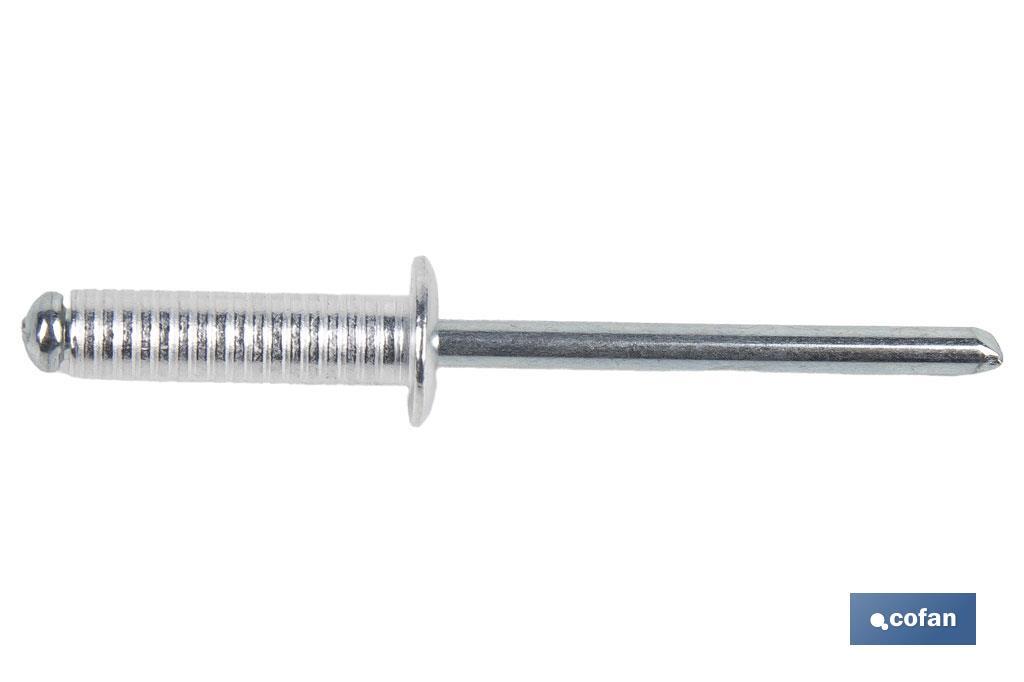 Imagen Adicional de Remaches Aluminio Ranurado Cabeza Alomada