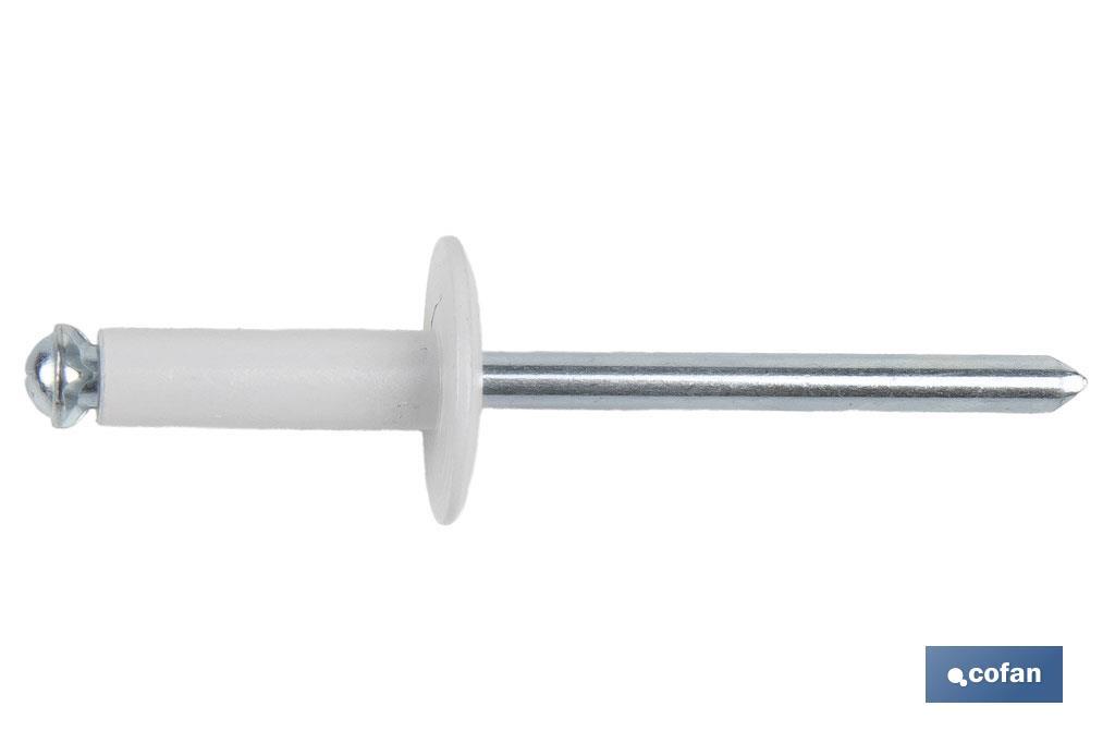 Imagen Adicional de Remaches Aluminio Flor Cabeza Ancha Blanco