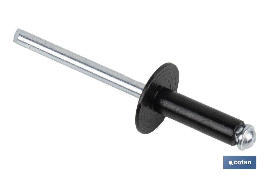 Imagen Adicional de Remaches Aluminio Flor Cabeza Ancha Negro