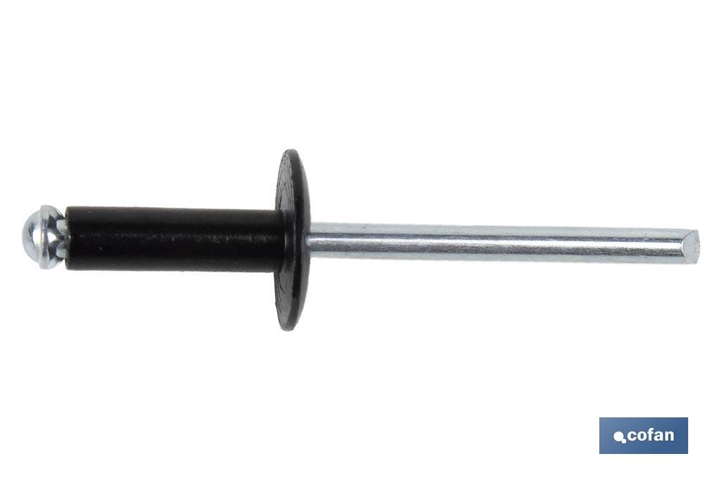 Imagen Adicional de Remaches Aluminio Flor Cabeza Ancha Negro