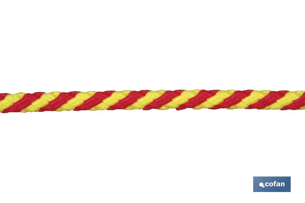Imagen Adicional de Cuerda Trenzada Helicoidal Amarillo/Rojo (100% Polipropileno)
