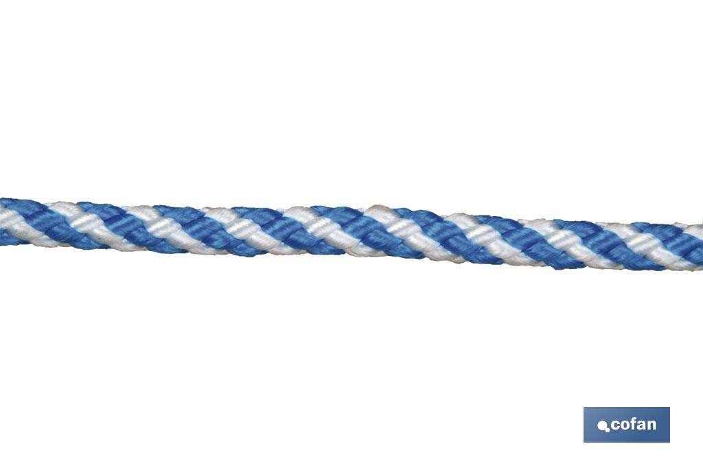 Imagen Adicional de Cuerda Trenzada Helicoidal Blanco/Azul (100% polipropileno)