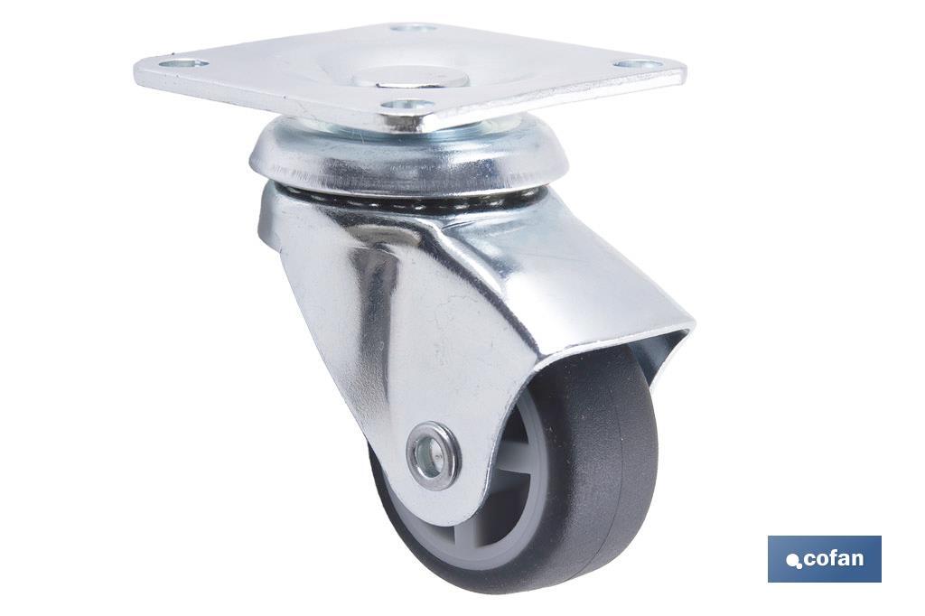Imagen Adicional de Rueda de goma gris con placa giratoria