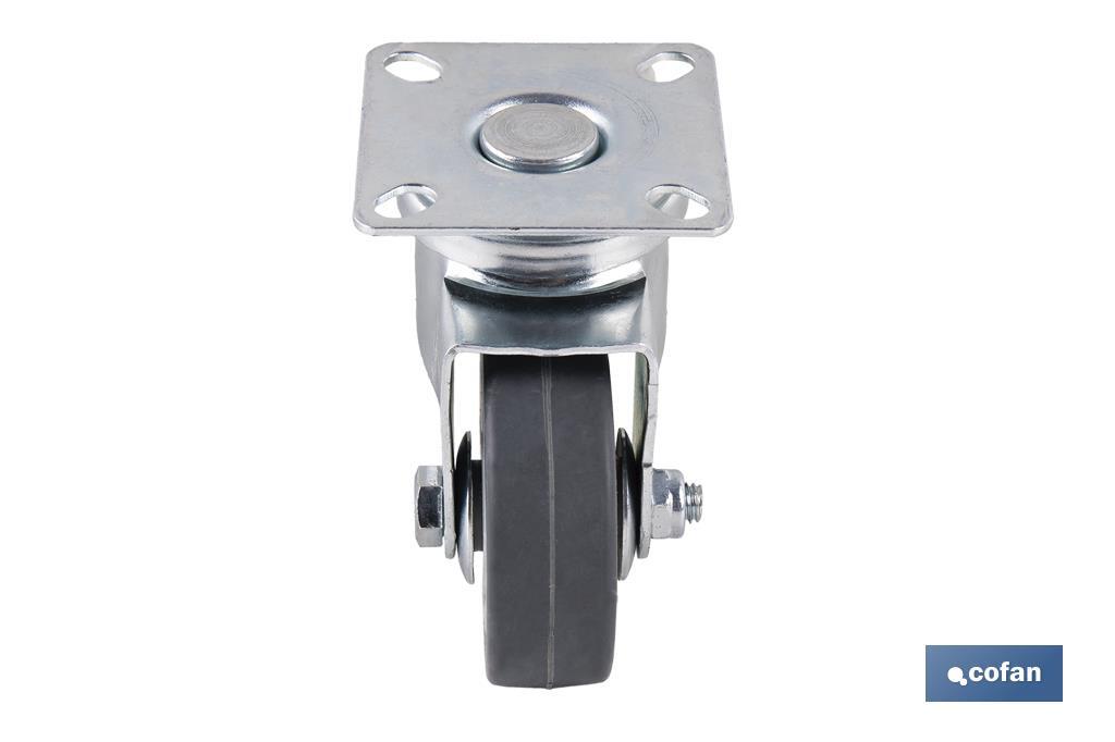 Imagen Adicional de Rueda de goma gris con placa giratoria