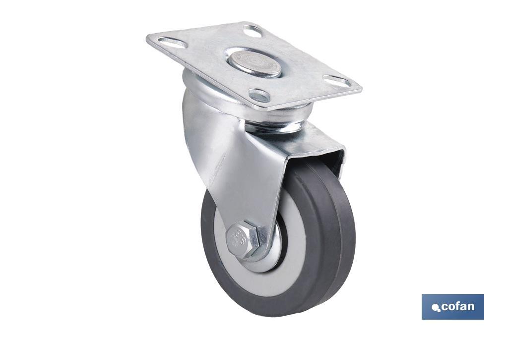 Imagen Adicional de Rueda de goma gris con placa giratoria
