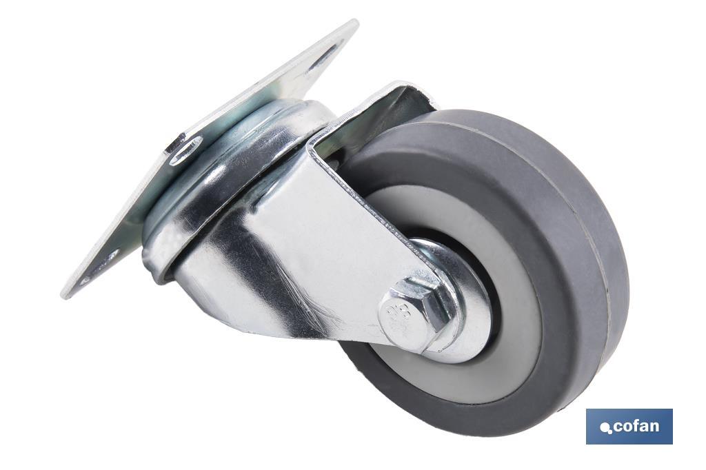 Imagen Adicional de Rueda de goma gris con placa giratoria
