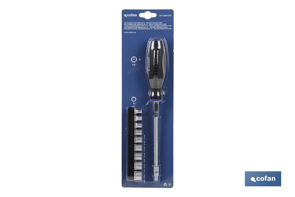 Imagen Adicional de Set Destornillador flexible y 9 vasos de 1/4