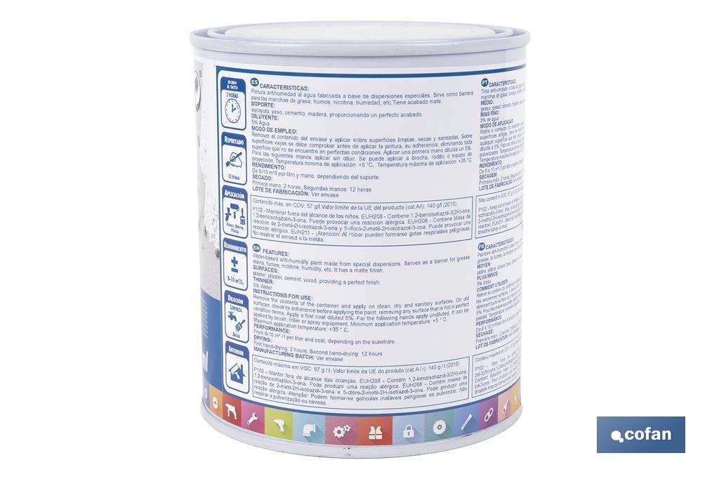 Imagen Adicional de Pintura antihumedad al agua en blanco mate