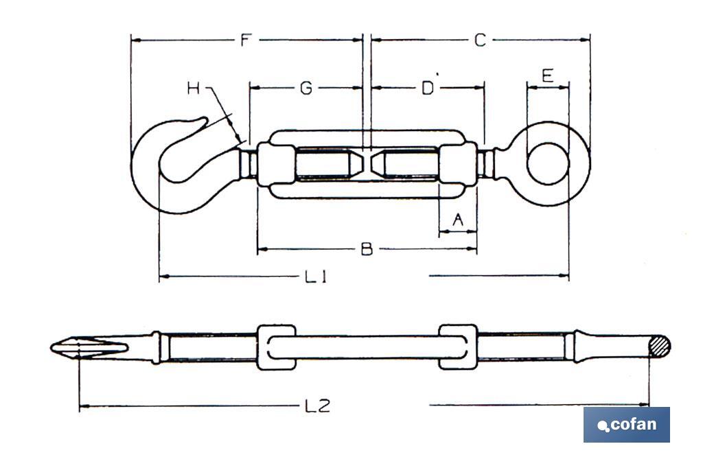 Imagen Adicional de Tensor Gancho - Anilla Zincado DIN-1480