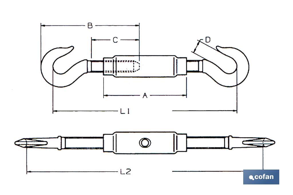 Imagen Adicional de Tensor Gancho - Gancho Zincado DIN-1480