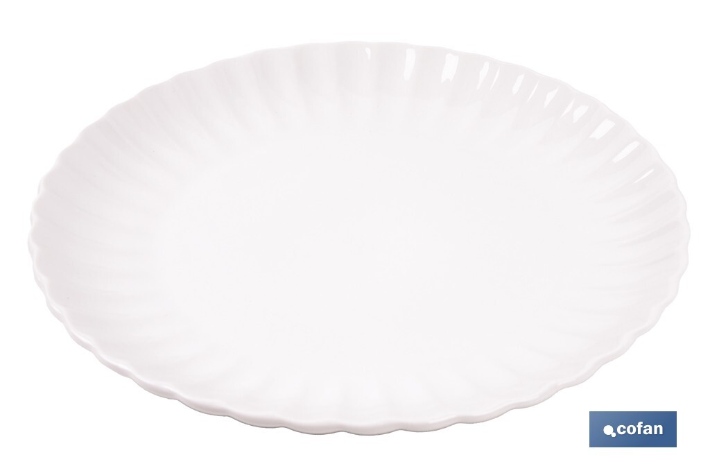 Imagen Adicional de Vajilla de porcelana esmaltada de color blanco con diseño en relieve