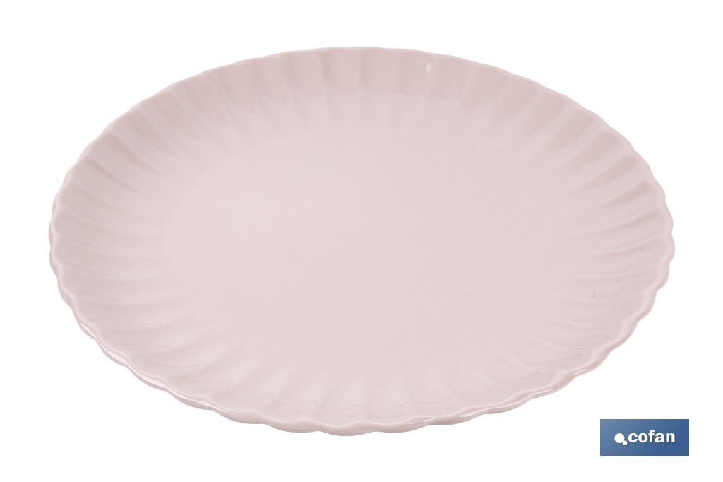 Imagen Adicional de Vajilla de porcelana esmaltada en color rosa nude con diseño en relieve