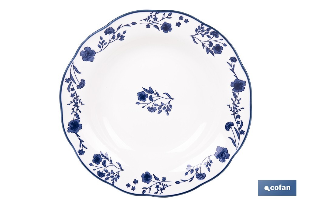 Imagen Adicional de Vajilla de porcelana con flores azules