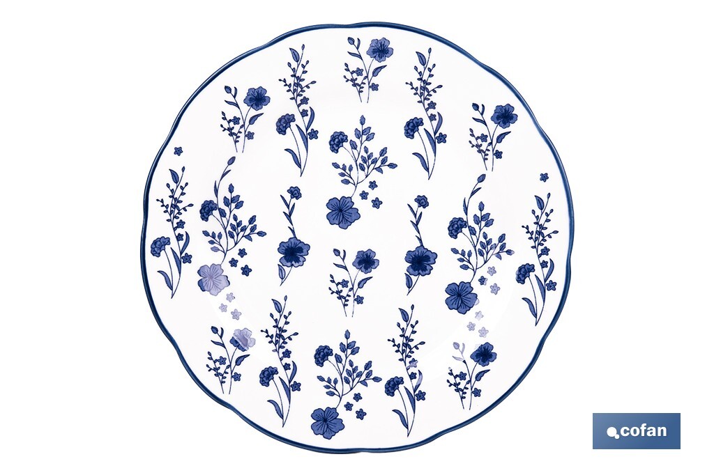 Imagen Adicional de Vajilla de porcelana con flores azules