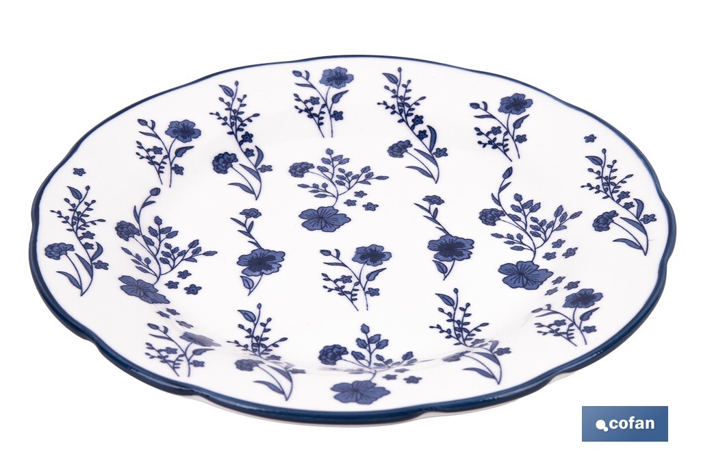 Imagen Adicional de Vajilla de porcelana con flores azules