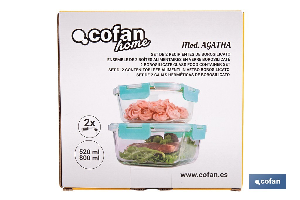 Imagen Adicional de Set de 2 recipientes cuadrados Modelo Agatha