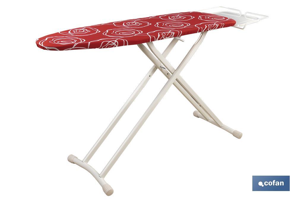 Imagen Adicional de Tabla de planchar en color rojo con flores blancas