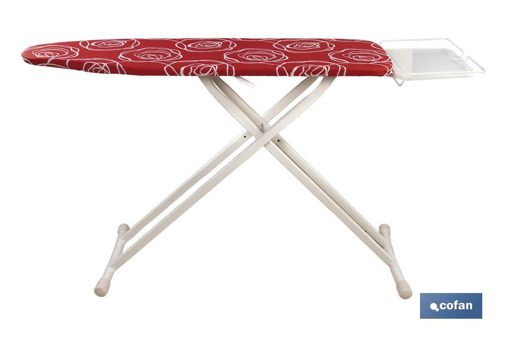 Imagen Adicional de Tabla de planchar en color rojo con flores blancas
