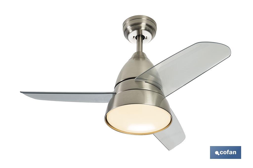Imagen Adicional de Ventilador de techo de 3 aspas con acabado en acero y con luz led