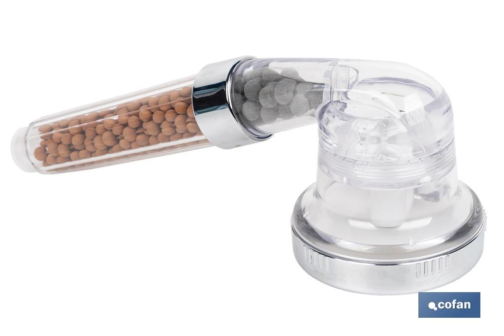 Imagen Adicional de Mango de ducha iónico con esferas de minerales rojos