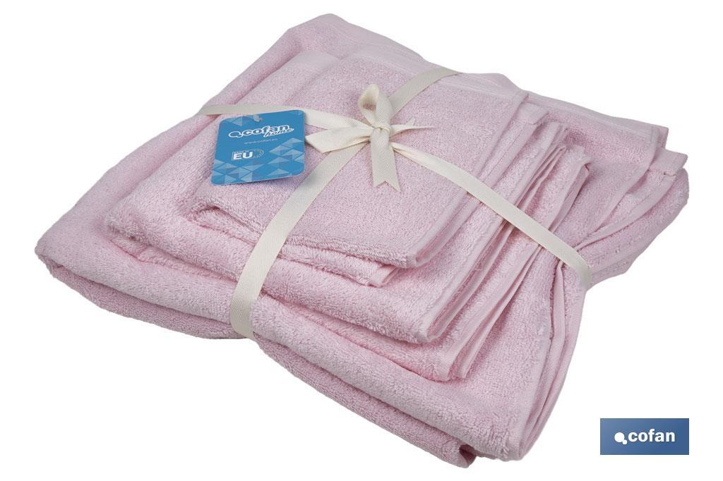 Imagen Adicional de Juego de 3 toallas de color rosa claro con 580 g/m2