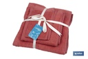 Imagen Adicional de Juego de 3 toallas de color coral con 580 g/m2