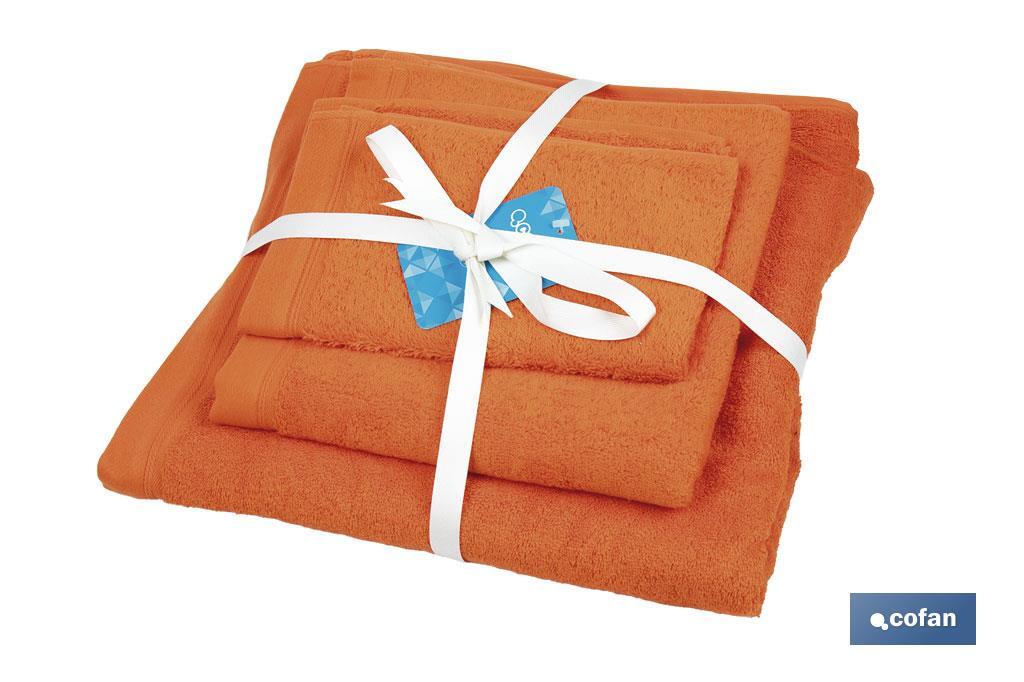 Imagen Adicional de Juego de 3 toallas de color naranja (orange) con 580 g/m2