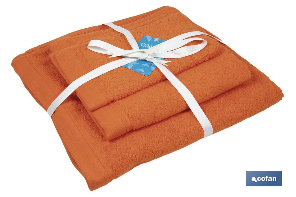 Imagen Adicional de Juego de 3 toallas de color naranja (orange) con 580 g/m2