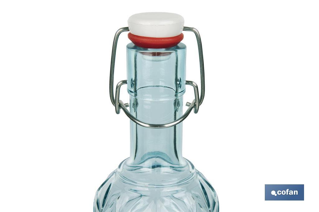 Imagen Adicional de Botella de vidrio azul transparente con cierre de estribo