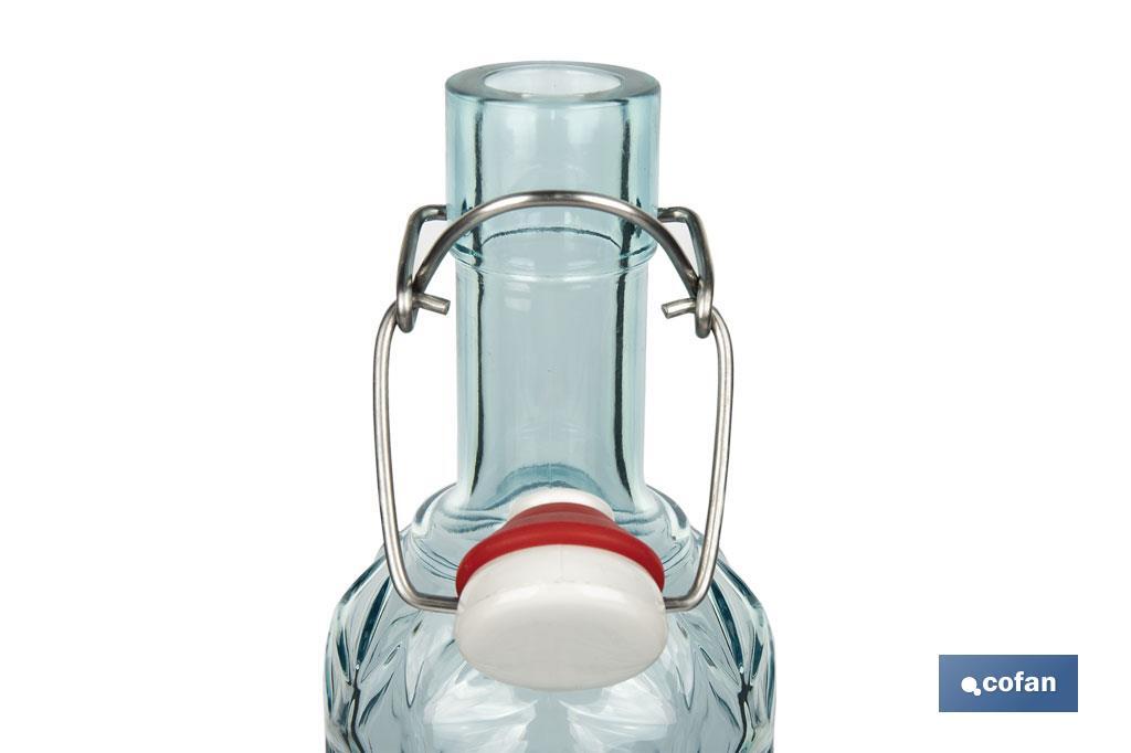 Imagen Adicional de Botella de vidrio azul transparente con cierre de estribo