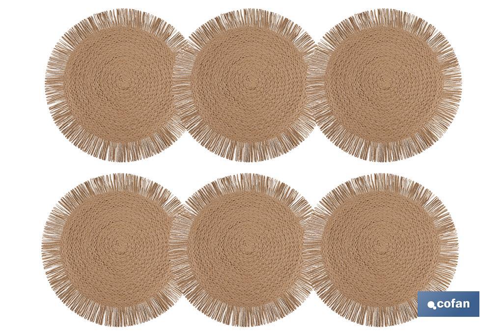Imagen Adicional de Bajoplatos redondos con flecos decorativos