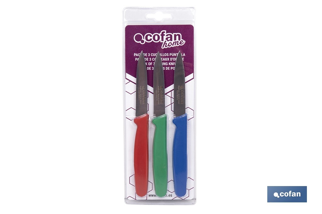 Imagen Adicional de Pack de 3 cuchillos puntilla de acero inoxidable