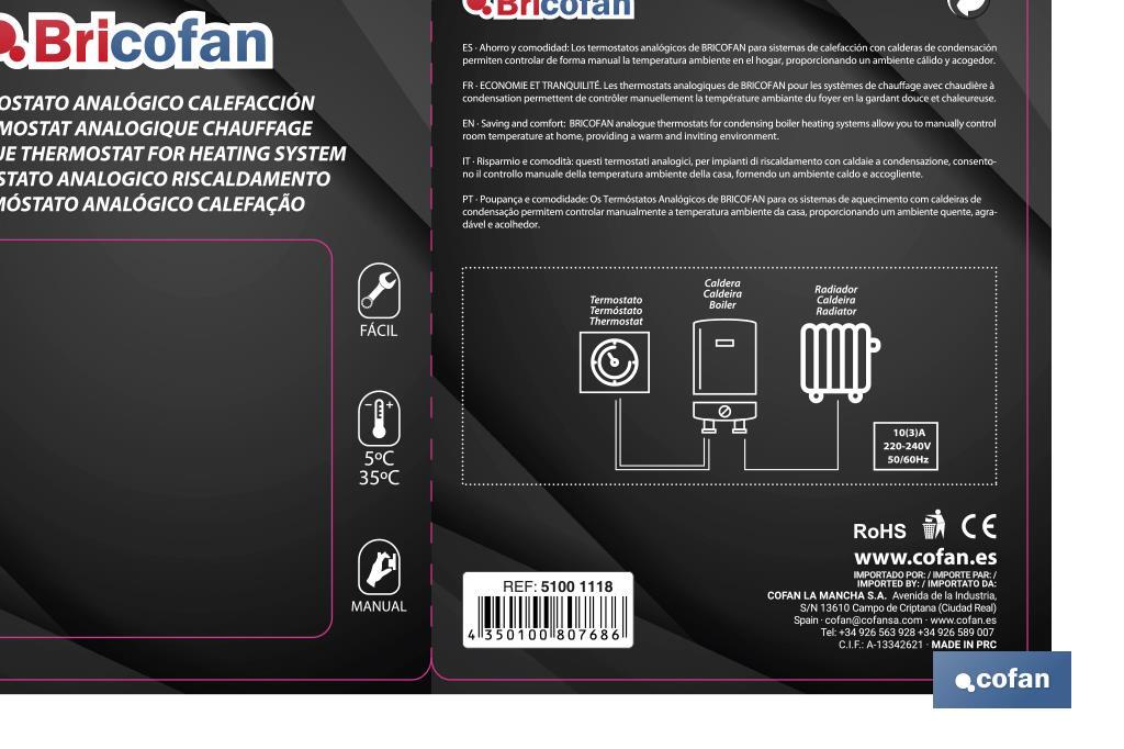 Imagen Adicional de Termostato para calefacción analógico